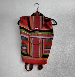 Woven Drawstring Boho Bag Rasta Back Pack